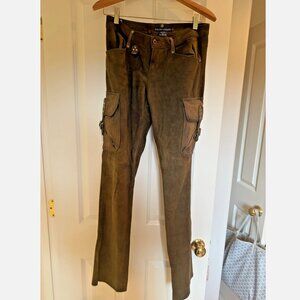 Ralph Lauren Suede Leather Woman’s Pants Green Olive Cargo US Szize 4 Small